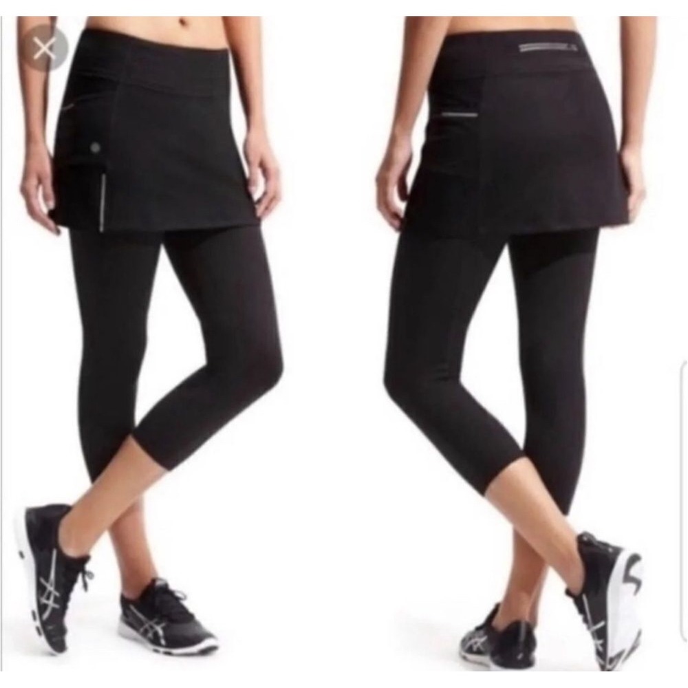 Athleta Be Free 2 in 1 Skort Leggings Pickleball Tennis Black Sz XS RARE 212397